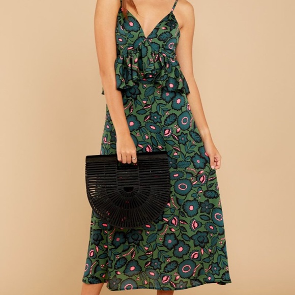 red dress boutique Dresses & Skirts - Midi Green Floral Print Wedding guest dress
